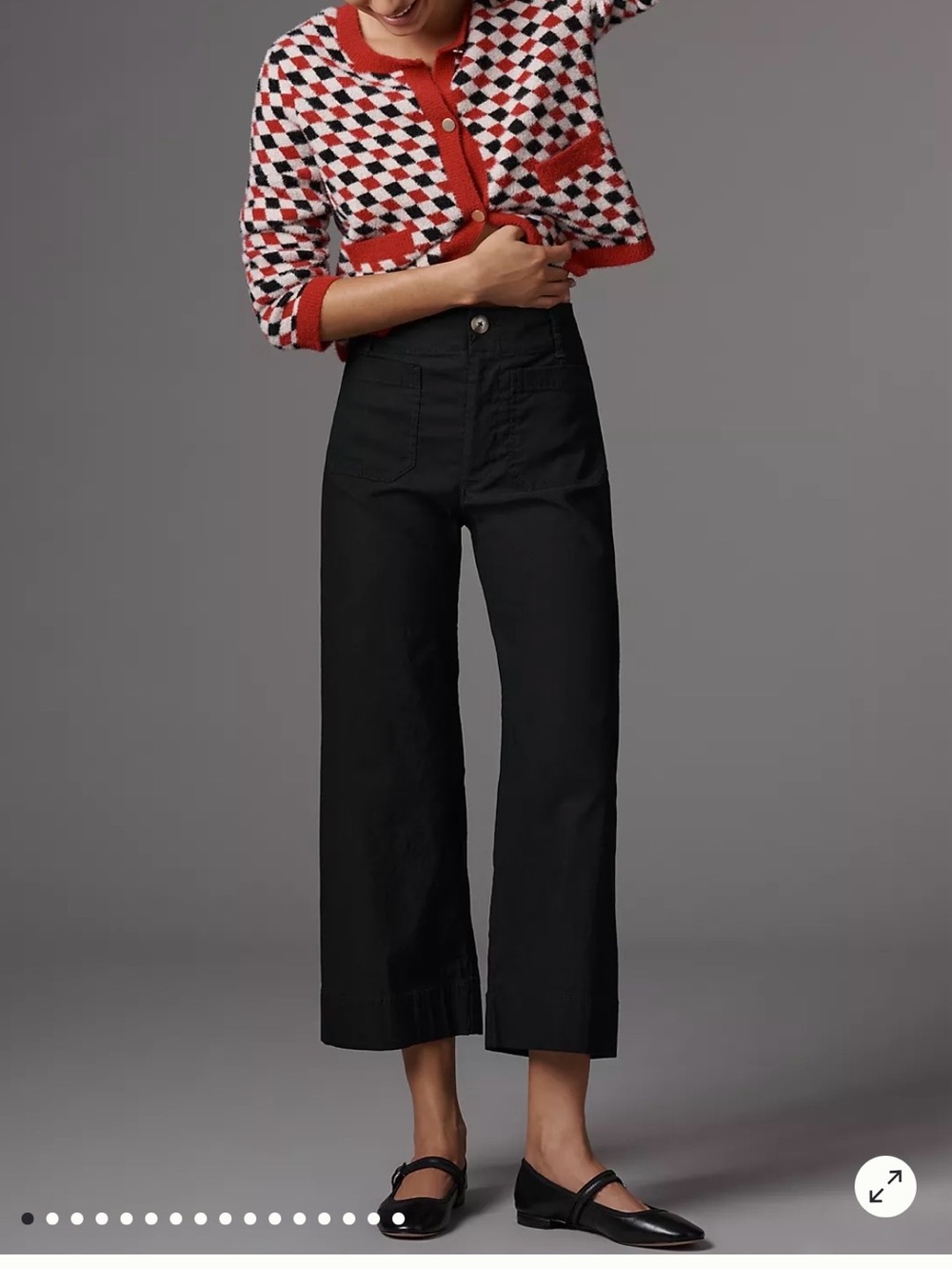 Maeve Black High-Rise Cropped Wide-Leg Pants